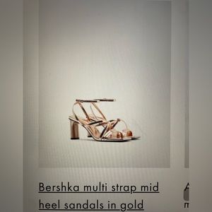 Bershka multi strap mid heel sandals in gold